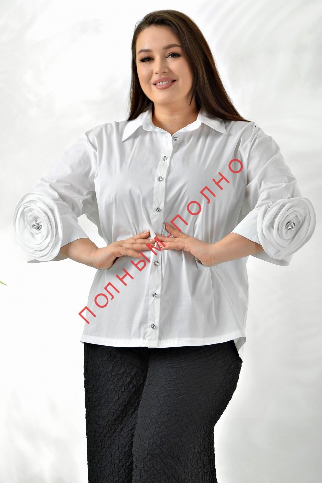 16-9109A Рубашка хлопок стрейч с цветами на рукавах DARKWIN