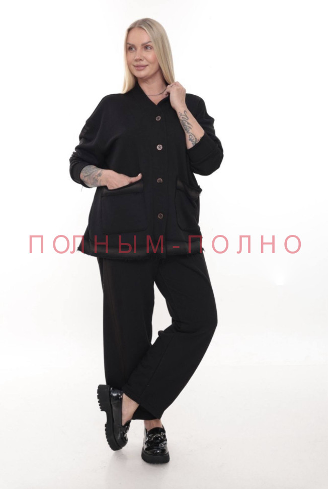13-8638 Костюм черный DIVAS теплый трикотаж толстовка