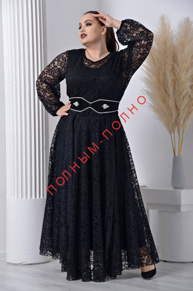 17-3804 Платье с поясом DARKWIN мягкий гипюр 