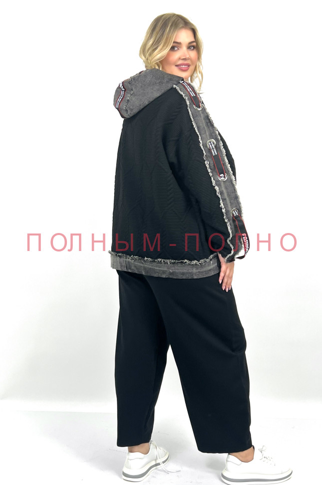 13-9017  Курточка - бомбер плотный трикотаж с джинсой POMPADUR 