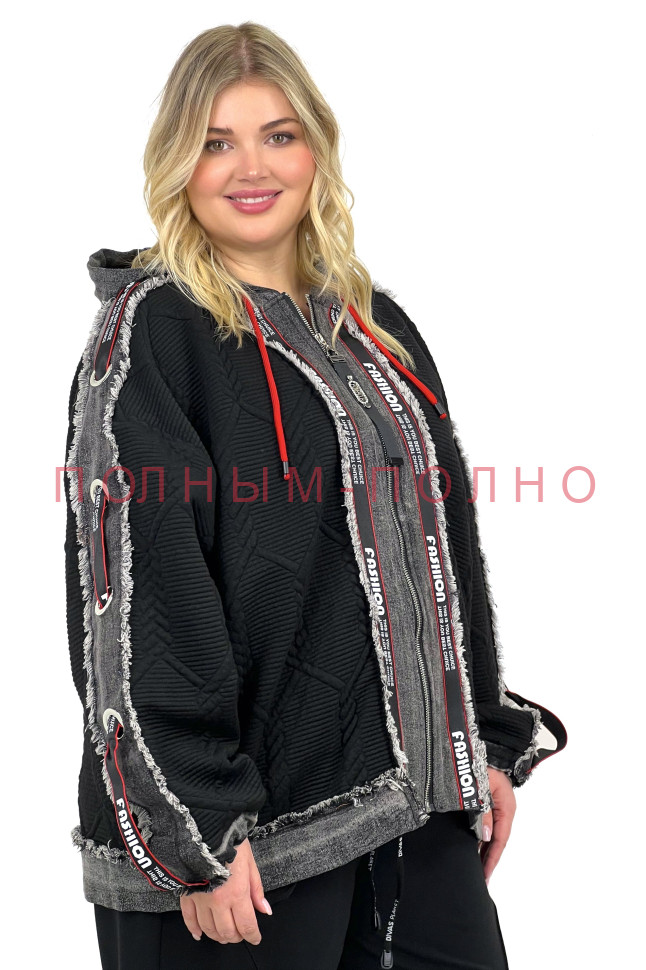 13-9017  Курточка - бомбер плотный трикотаж с джинсой POMPADUR 