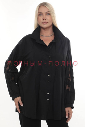 13-9484 Рубашка с вышивкой на рукавах DIVAS хлопок стрейч