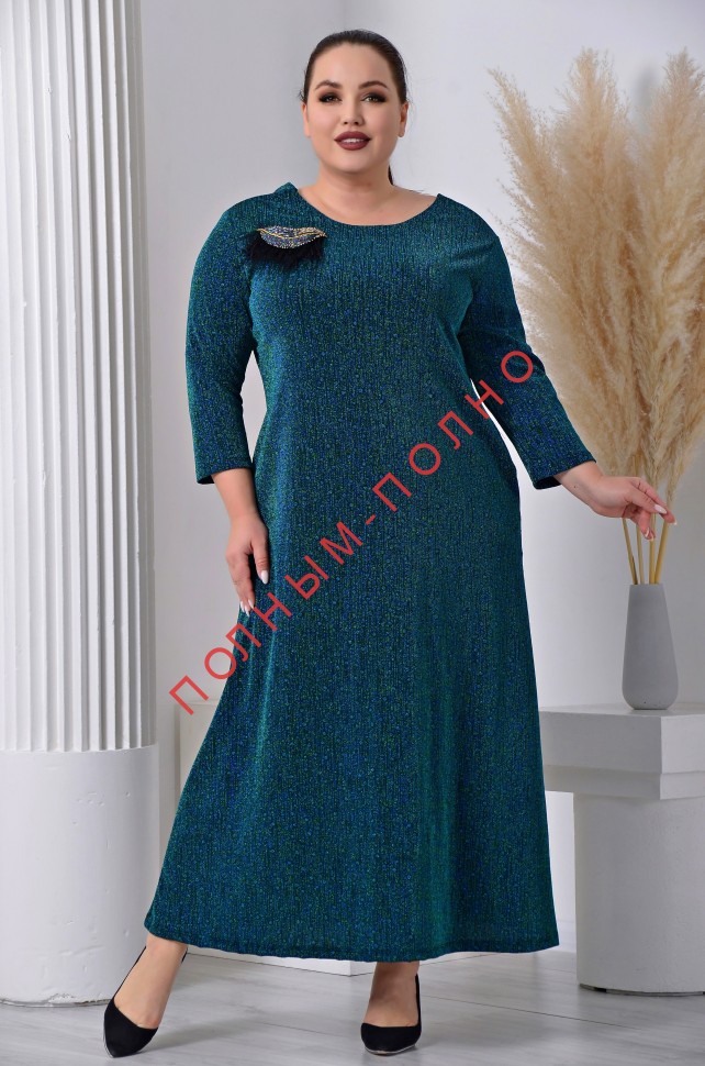 17-3800 Платье нарядное с брошью DARKWIN ткань люрикс