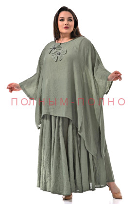 13-9916 Костюм легкий - туника и юбка  DARKWIN тонкий хлопок-вискоза