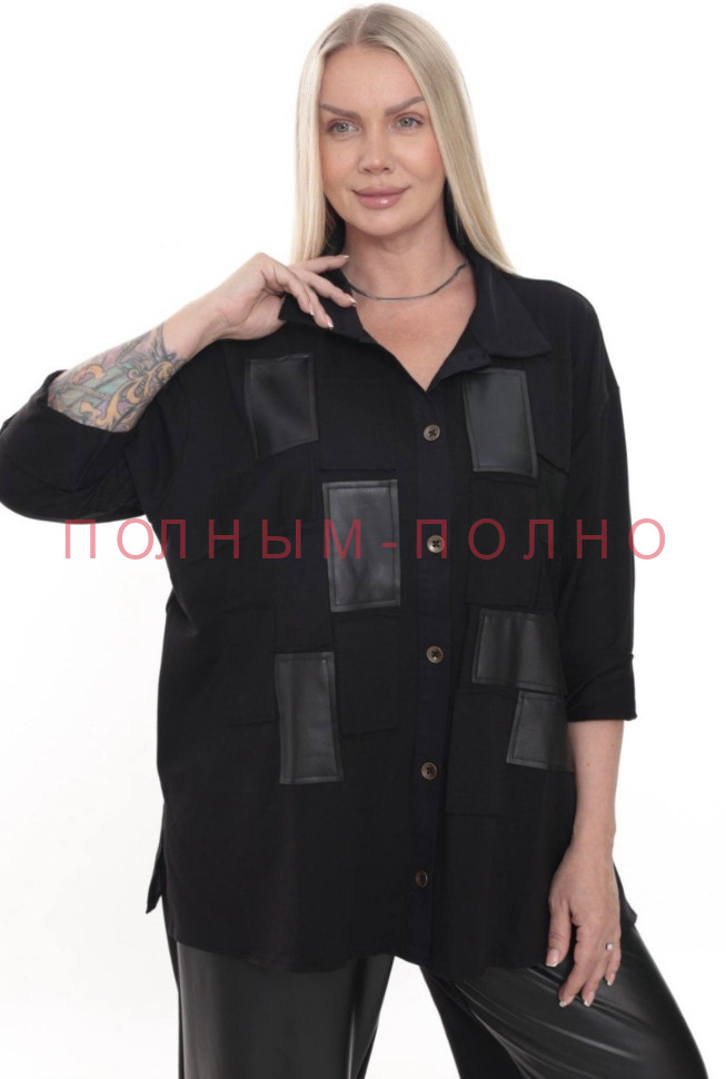 13-8730 Рубашка DIVAS трикотаж и экокожа