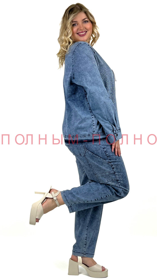13-8888 Костюм POMPADUR тонкая джинса стрейч с камушками
