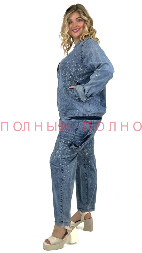 13-8888 Костюм POMPADUR тонкая джинса стрейч с камушками