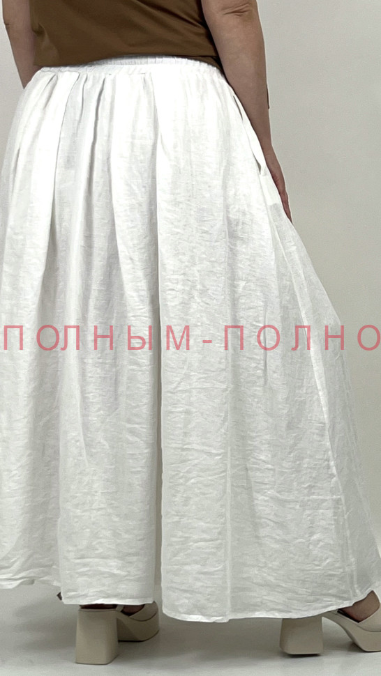 13-8884 Юбка в белом цвете с подкладкой на резинке DARKWIN лен 