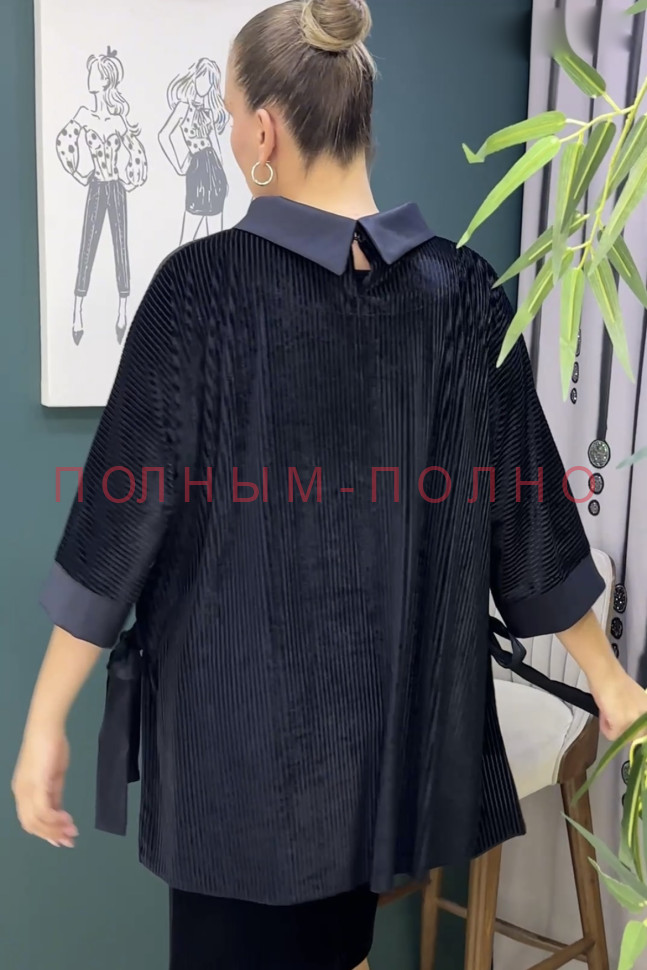 13-9295A Туника с завязками по бокам DARKWIN трикотаж велюр
