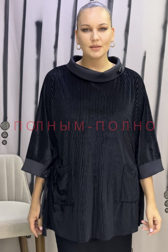 13-9295A Туника с завязками по бокам DARKWIN трикотаж велюр