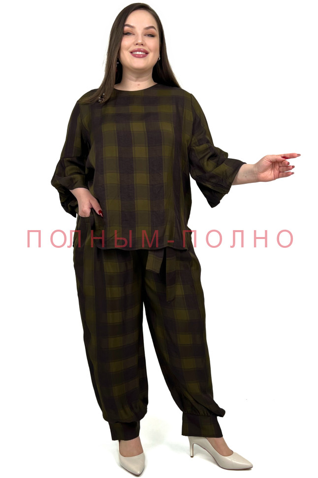 13-9084 Костюм брючный DARKWIN тонкий атлас вискоза