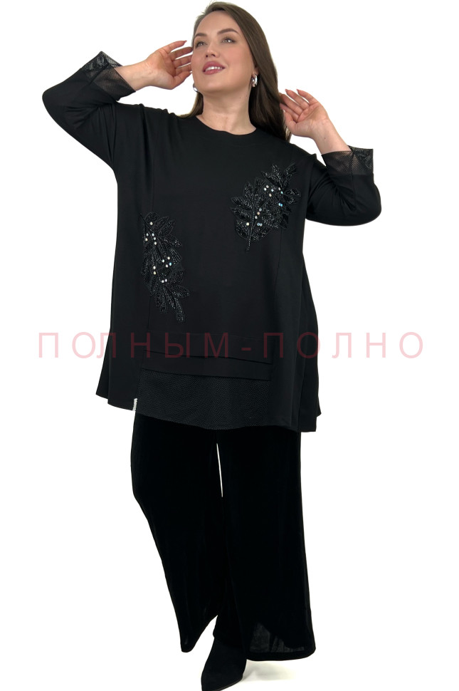13-8518 Туника вискоза с апликациями с камушками DARKWIN
