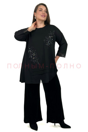 13-8518 Туника вискоза с апликациями с камушками DARKWIN