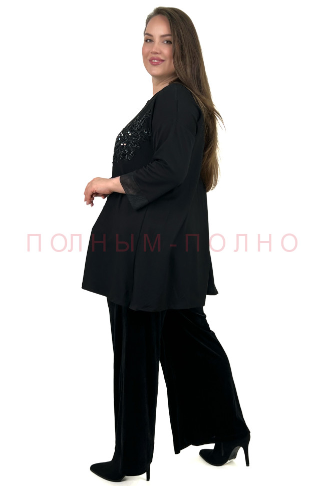 13-8518 Туника вискоза с апликациями с камушками DARKWIN