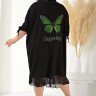 16-8994 Платье-кардиган на молнии с аппликацией бабочка DARKWIN