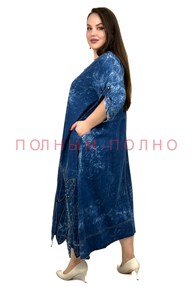 13-9023 Платье с аппликациями POMPADUR джинса тенсель
