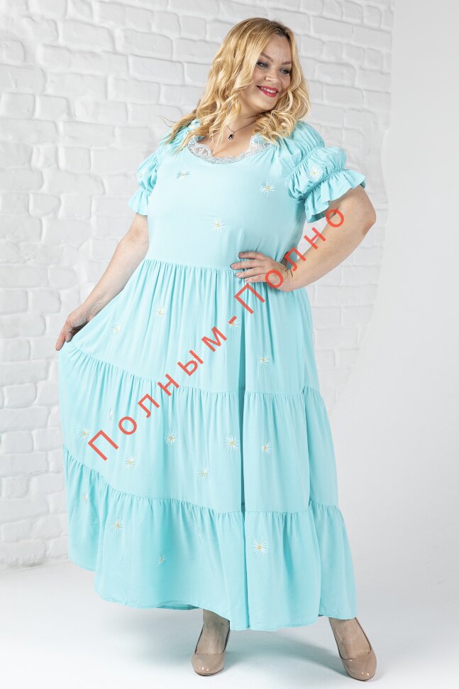 19-9335C  Платье очень легкое с вышивкой ромашки штапель с шелком DARKWIN