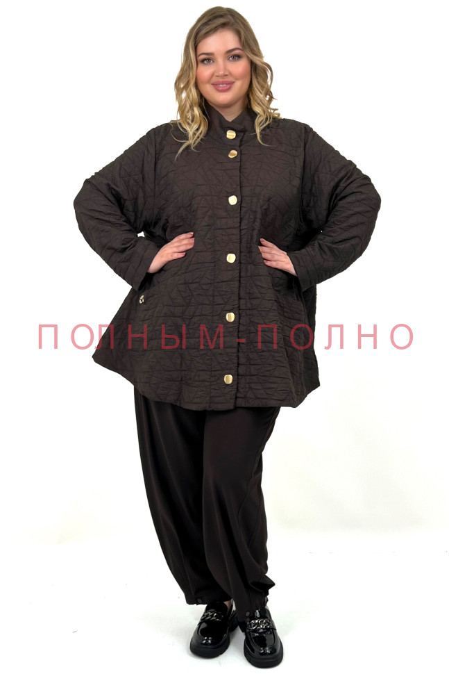 13-8704A Курточка стежка шоколадная DARKWIN модель трапеция