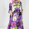 19-9336 Платье нарядное легкое с капюшоном крупные цветы штапель-шелк