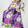 19-9336 Платье нарядное легкое с капюшоном крупные цветы штапель-шелк