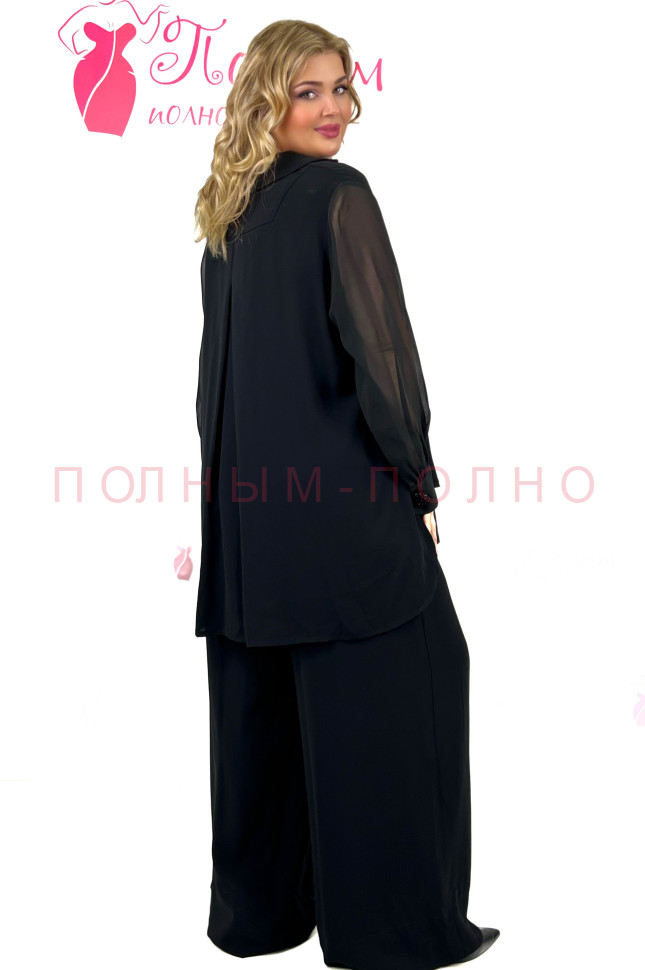 13-8604 Костюм  с брюками легкий нарядный DARKWIN широкая модель