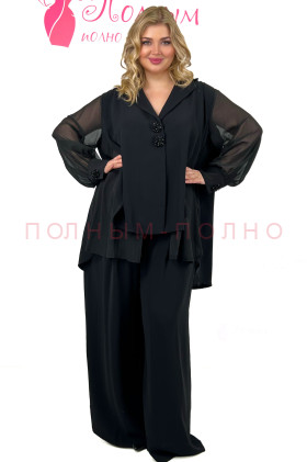 13-8604 Костюм  с брюками легкий нарядный DARKWIN широкая модель