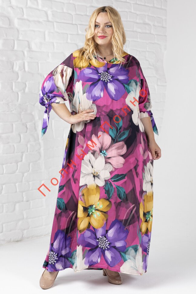 19-9336A  Платье нарядное легкое с капюшоном крупные цветы штапель-шелк