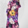 19-9336A  Платье нарядное легкое с капюшоном крупные цветы штапель-шелк