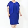 24-9951 Платье стрейч HESBA ярко-синее с пелериной