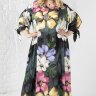 19-9336B  Платье нарядное легкое с капюшоном крупные цветы штапель-шелк