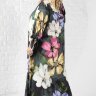 19-9336B  Платье нарядное легкое с капюшоном крупные цветы штапель-шелк