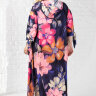 19-9336C  Платье нарядное легкое с капюшоном крупные цветы штапель-шелк