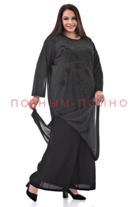 13-9967 Комплект-длинная туника вискоза вязка и легкие широки брючки DARKWIN