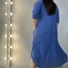 17-0276A Платье голубое с украшением вискоза гофре DARKWIN