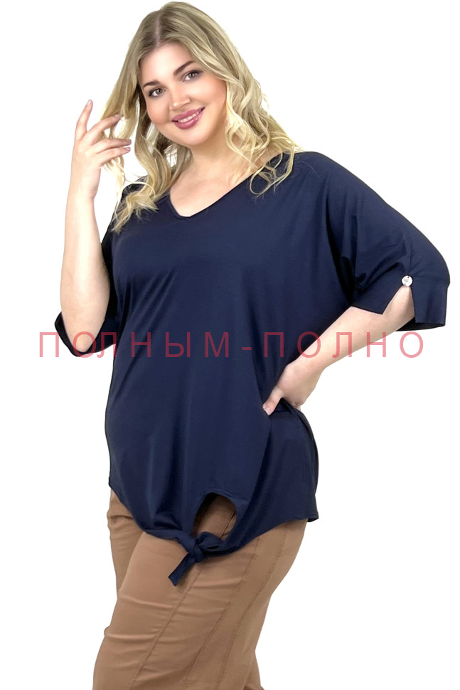 13-8828A Футболка синяя с завязкой DIVAS хлопок вискоза 