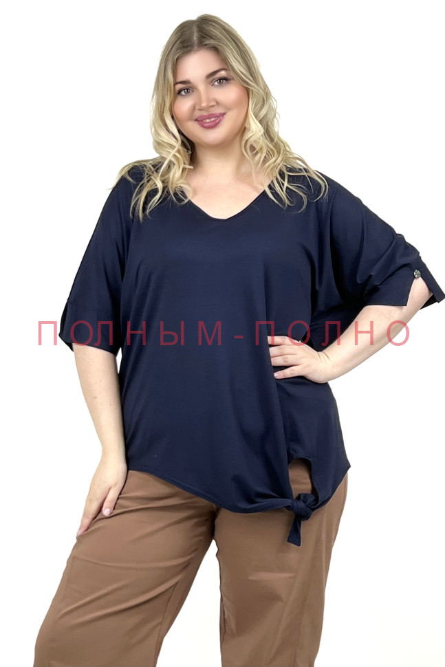13-8828A Футболка синяя с завязкой DIVAS хлопок вискоза 