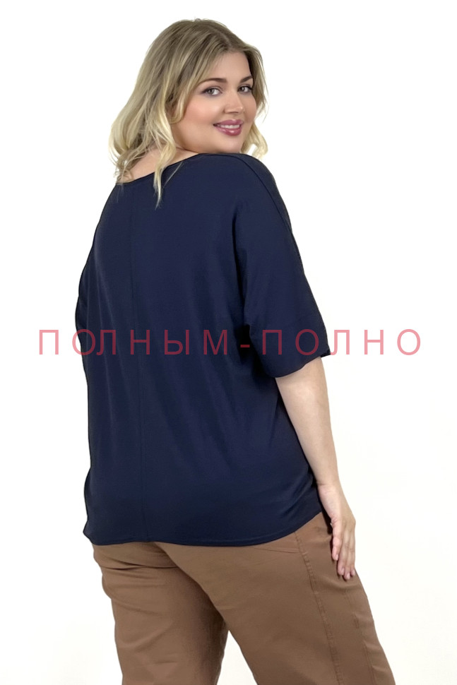 13-8828A Футболка синяя с завязкой DIVAS хлопок вискоза 