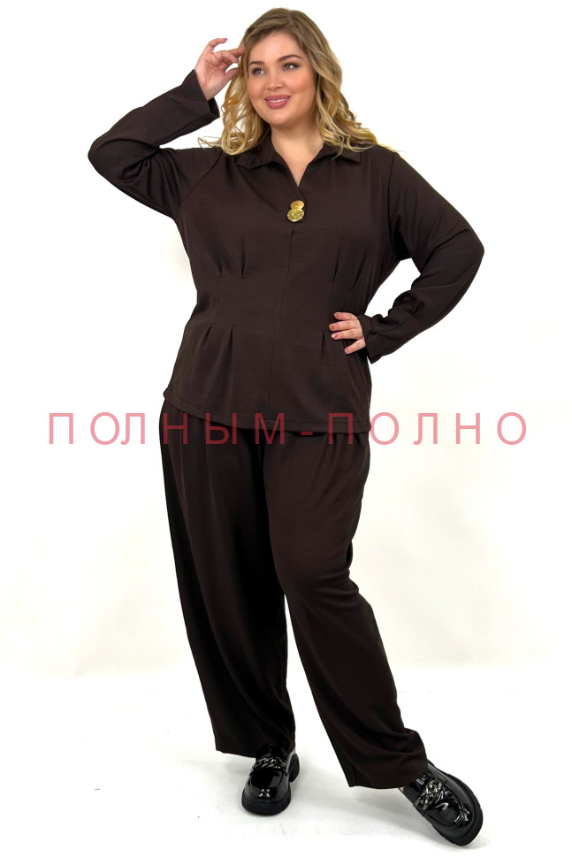 13-8695A Костюм брючный шоколадный DARKWIN трикотаж вискоза