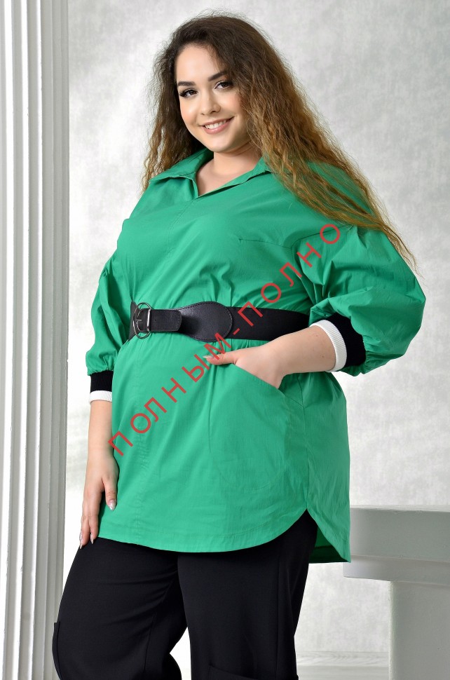 17-7455B Туника-рубашка с эластичным поясом DARKWIN хлопок стрейч