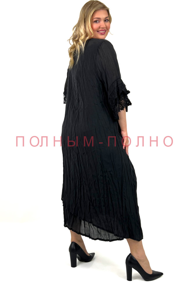 13-8938A Платье DARKWIN легкое с ажуром на рукавах ткань жатка 