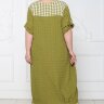 19-0385A Платье свободное с украшением HOOK ткань-жатка
