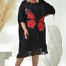 16-8994B Платье-кардиган на молнии DARKWIN  аппликация бабочка