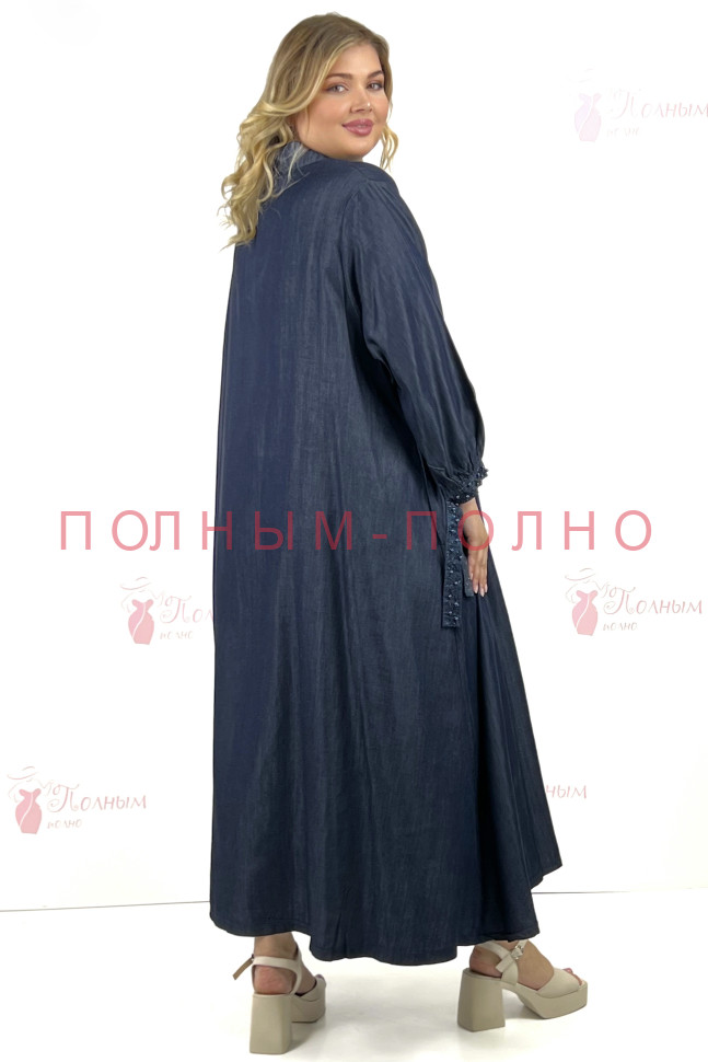13-9031 Платье с жемчужинами и завязками на рукавах DARKWIN джинса тенсель 