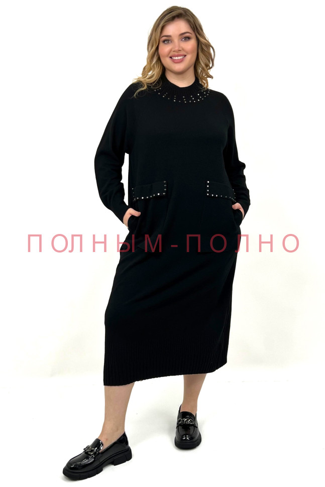 13-8684 Платье с украшениями DARKWIN мягкая шерсть ягненка вязка
