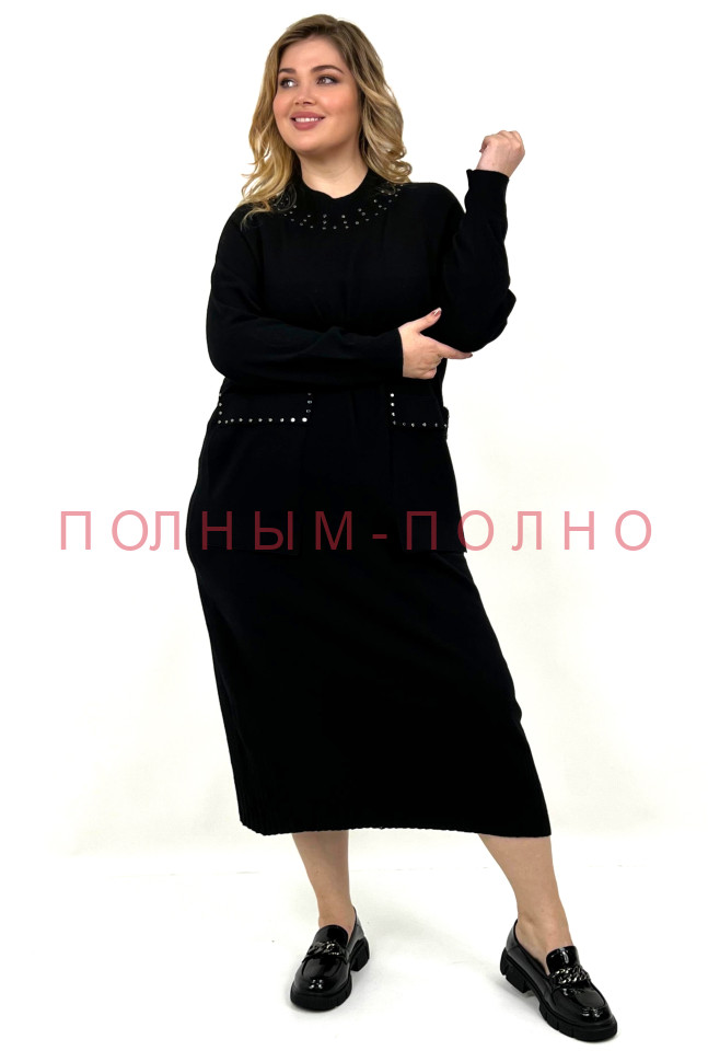 13-8684 Платье с украшениями DARKWIN мягкая шерсть ягненка вязка