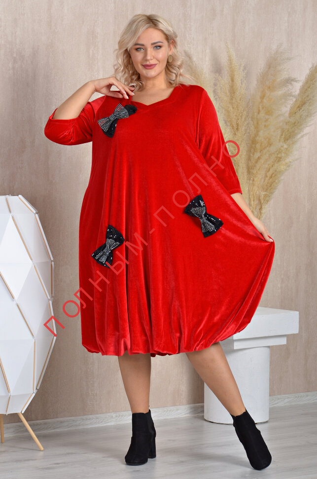18-0311D Платье с бантиками нарядное бархатное DARKWIN 