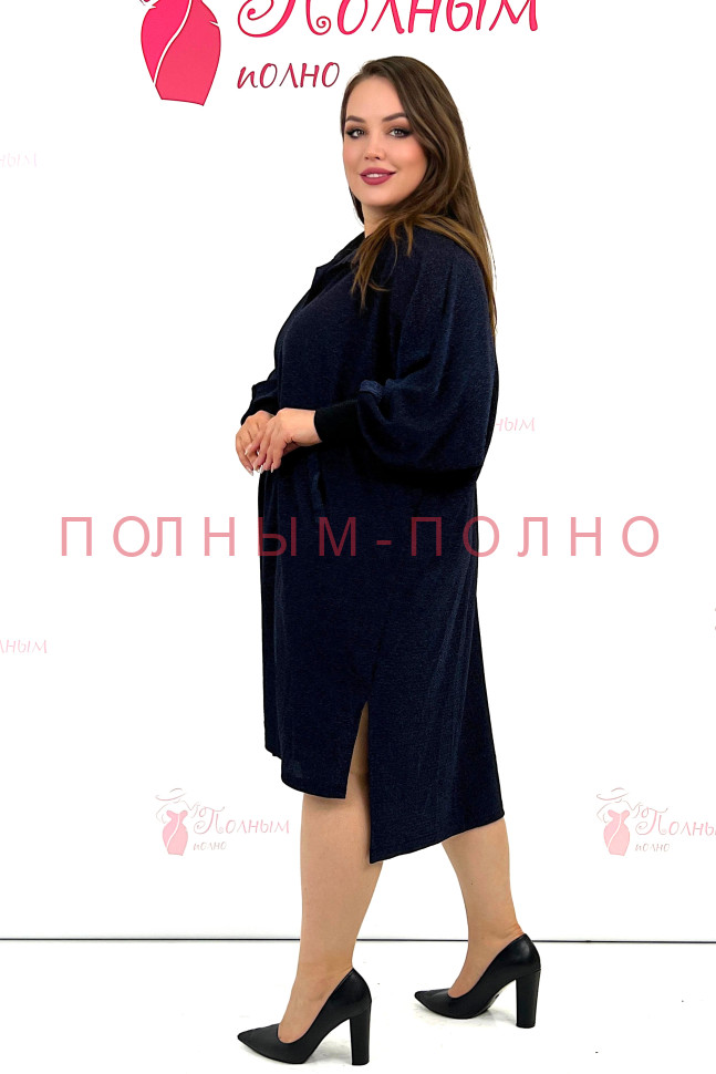 13-9316 Платье-туника широкое свободное оверсайз DARKWIN синий 