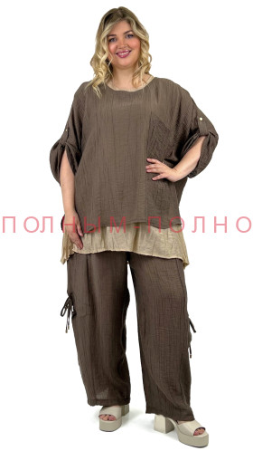 13-8906 Костюм-брючки майка и кофточка DARKWIN легкая жатка