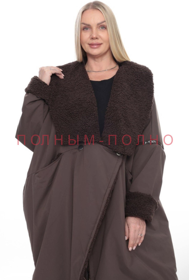 13-8644 Пальто с отстегивающимися рукавами широкое свободное DIVAS межсезон