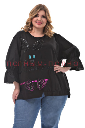 13-9935 Рубашка-туника с апликацией DARKWIN  хлопок стрейч